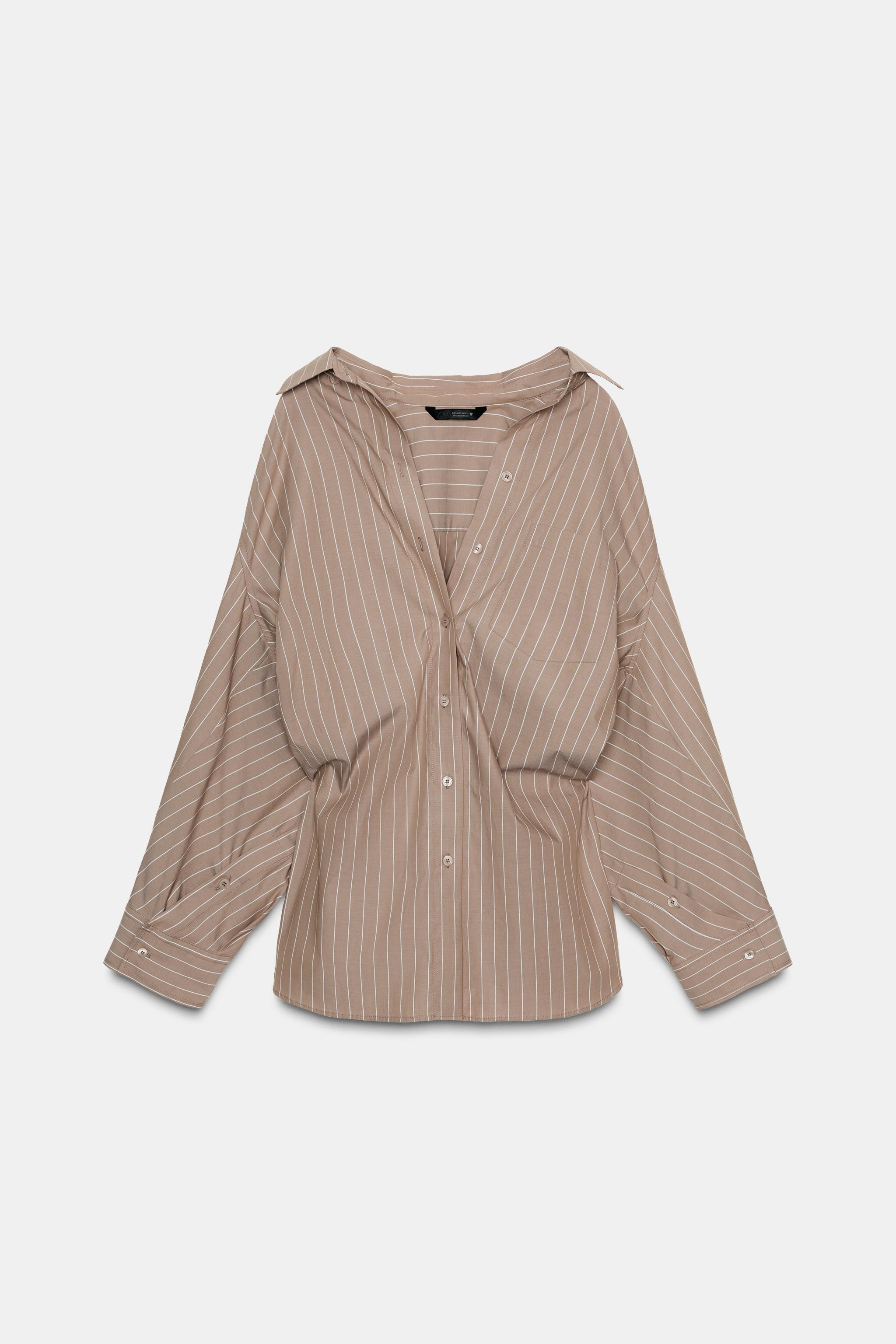 STRIPED OVERSIZED POPLIN SHIRT | Zara Canada