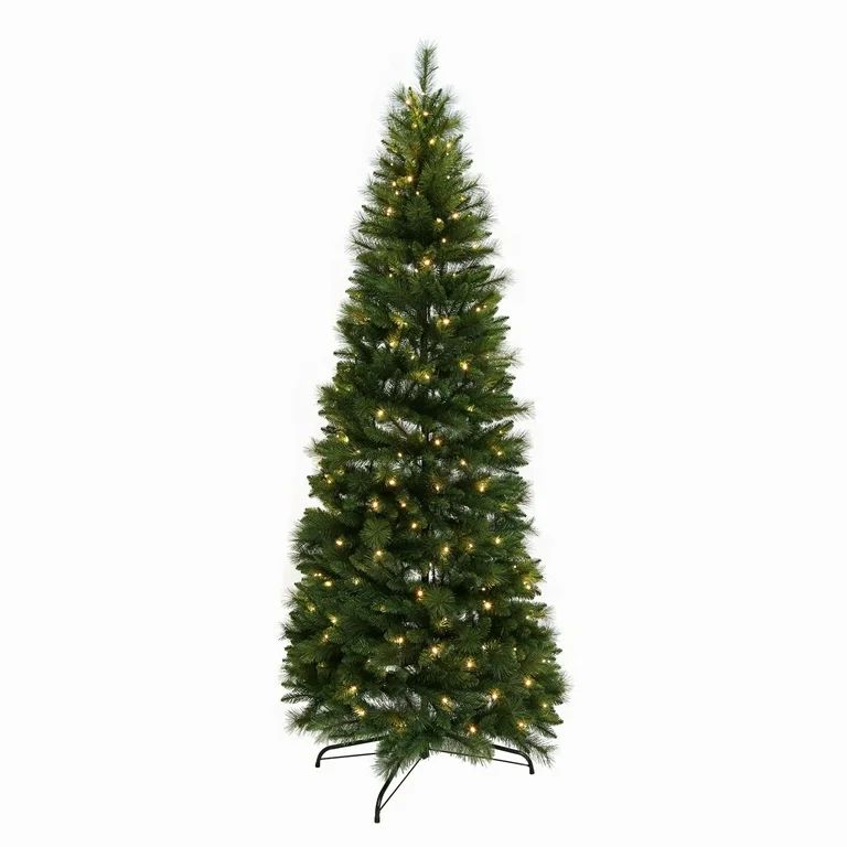 Holiday time 250 LED White Warm Lights, Pop-Up Artificial Christmas Tree - 7 Feet Tall | Walmart (US)