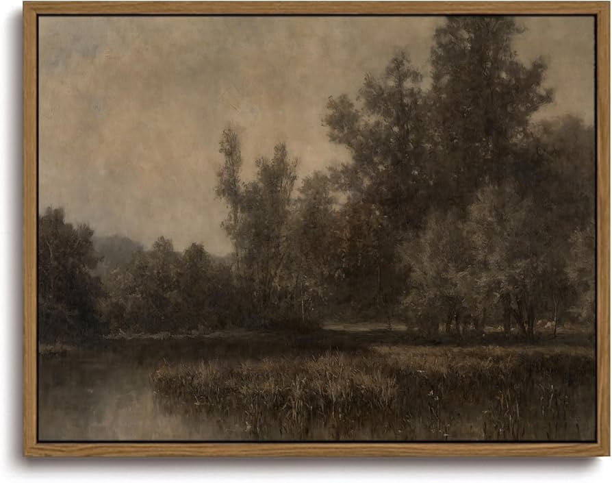 KISSFOX Framed Wall Art Vintage Wall Decor Forest Lake Canvas Art Moody Pictures Landscape Painti... | Amazon (US)