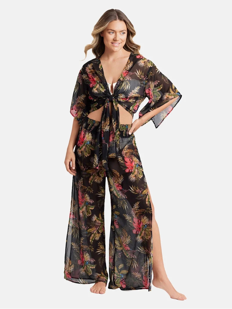 Sofia by Sofia Vergara Women's and Women's Plus Batwing Crop Top Cover up | Walmart (US)