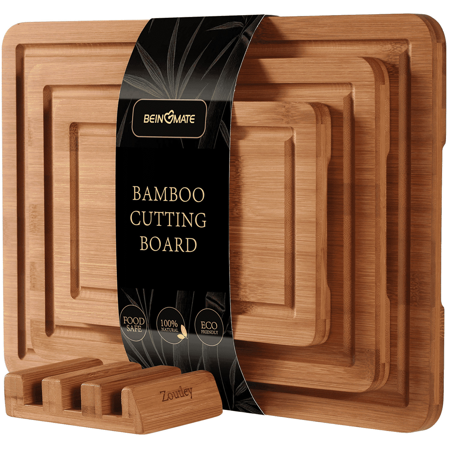 BEINGMATE Care 3-Piece Deep Carbonized Bamboo Cutting Board Set with Storage Stand | Deep Juice G... | Walmart (US)