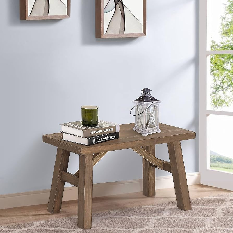 Wnutrees Sawmill Wood Bench, 30" Farmhouse Entryway Bench for Living Dining Room, Rustic Entry Wa... | Amazon (US)