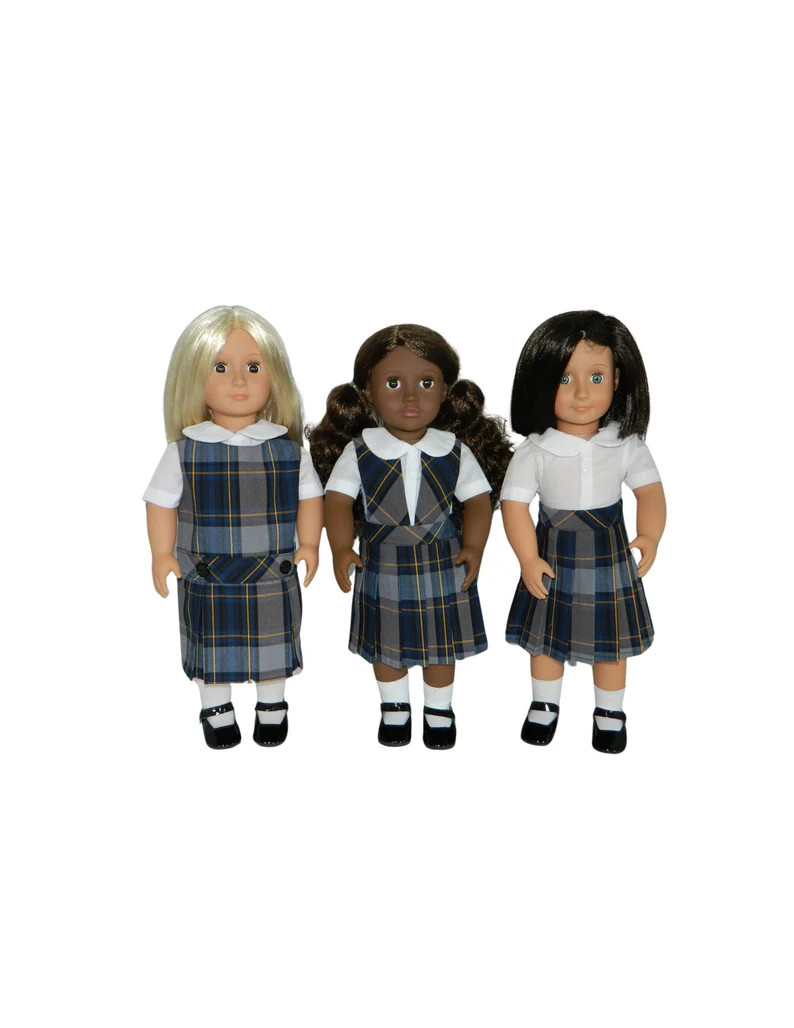 Gray, Navy & Gold Plaid Doll Uniform Set - 18 Inch Doll Uniform, Plaid Doll Uniform, Plaid 57, AG... | Etsy (Global)