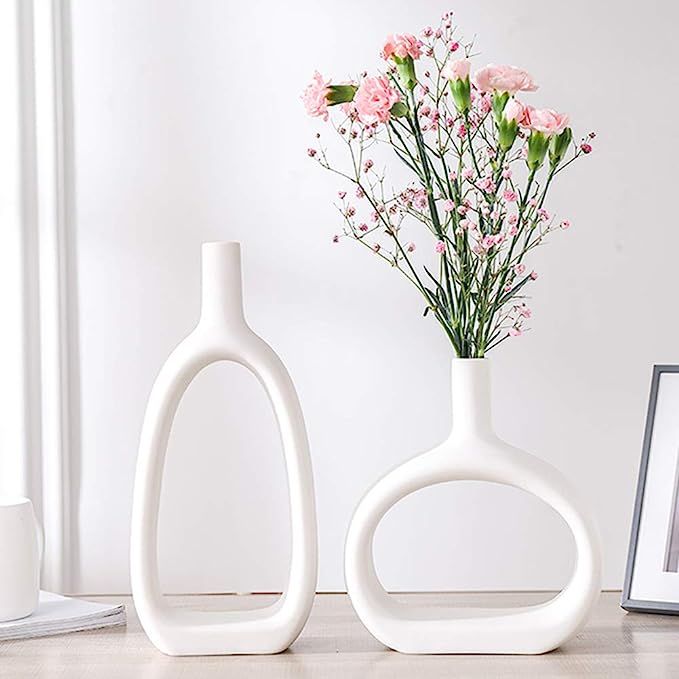 White Ceramic Vase 2 piece amazon kitchen finds amazon favorites amazon finds amazon home decor | Amazon (US)