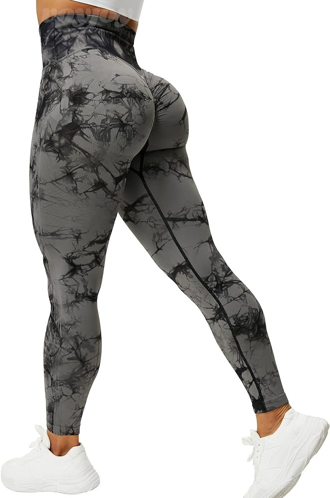 VOYJOY Tie Dye Seamless Leggings for Women High Waist Yoga Pants, Scrunch Butt Lifting Elastic Ti... | Amazon (US)