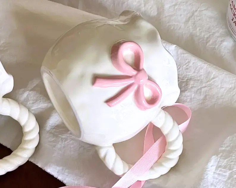 Ceramic Coffee Mug With Pink Bow 11.5oz Reusable Insulated Cup Microwave Safe Dishwasher Safe Mul... | Etsy (US)