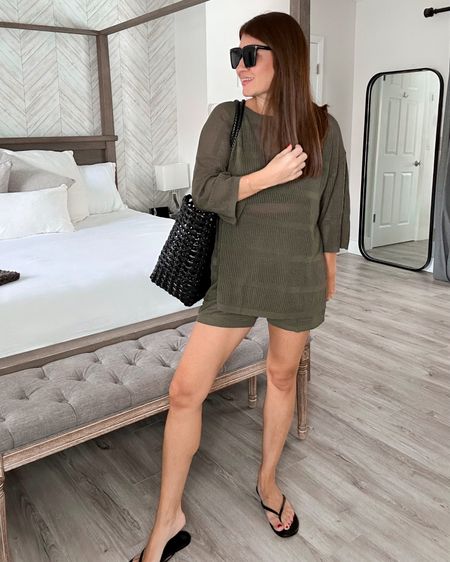 Loving this super cute open knit two-piece swim cover-up from Amazon! Has a boxy fit and an elastic waistband on the bottoms! Wearing a size swan comes other color options!

#LTKOver40 #LTKStyleTip #LTKFindsUnder50