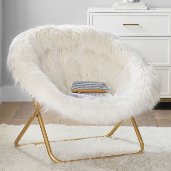 Himalayan Ivory Faux-Fur Hang-A-Round Chair | Pottery Barn Teen