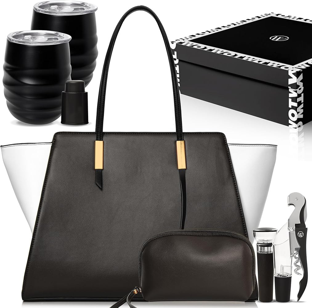 Open The Wine Picnic Package Chic Wine Handbag Bundle With 2 Wine Tumblers, Aerator, Pourer, Hand... | Amazon (US)