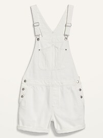 Slouchy Straight Workwear White Non-Stretch Jean Short Overalls for Women -- 3.5-inch inseam | Old Navy (US)