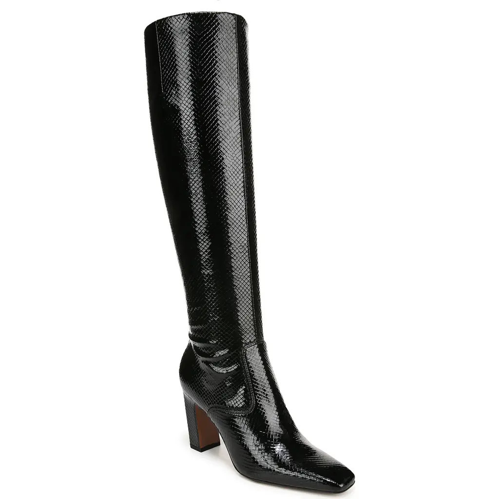Franco Sarto Bowman Snakeskin Embossed Knee High Boot in Black at Nordstrom Rack, Size 5.5 Regular Calf | Nordstrom Rack