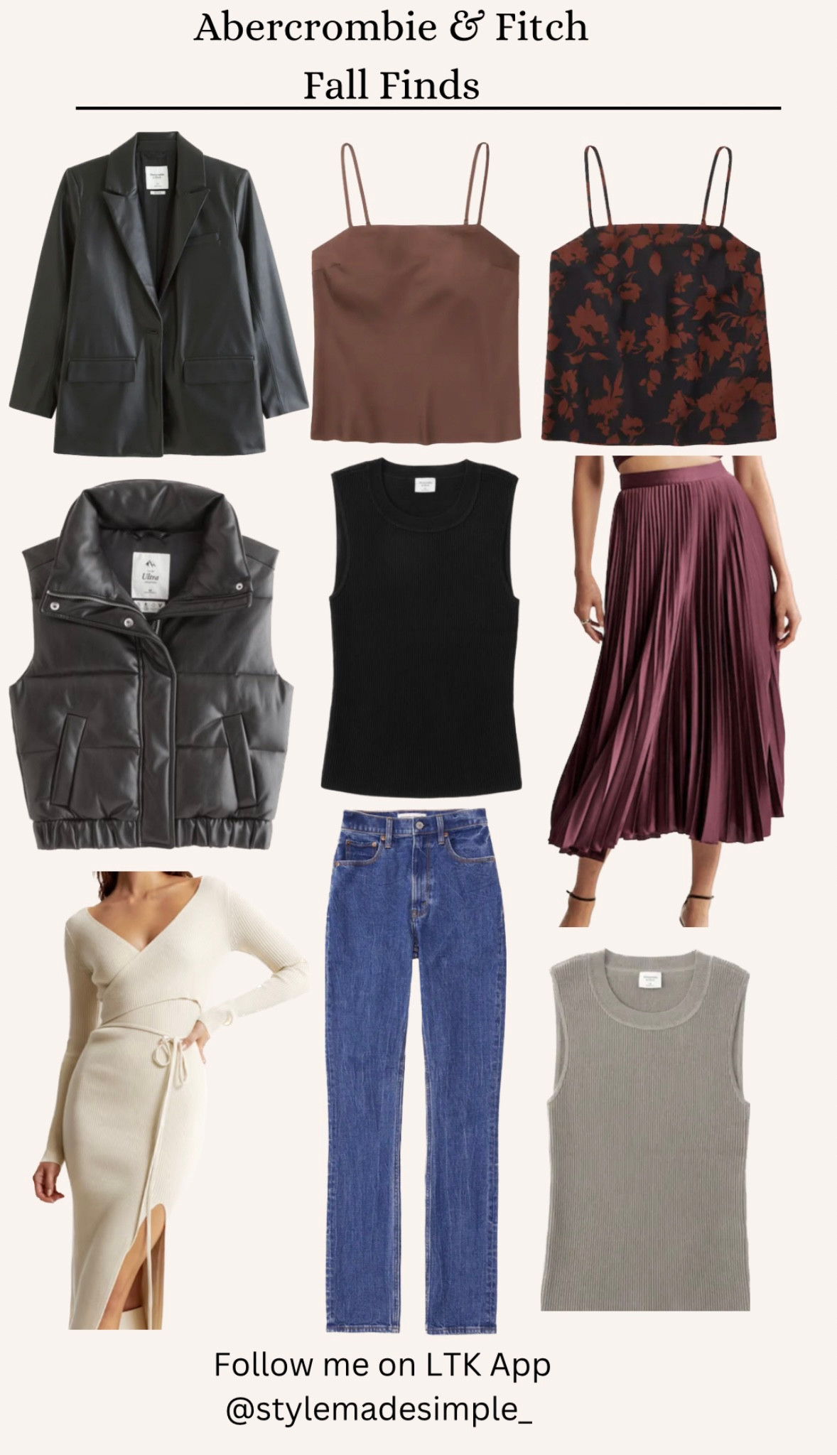 20% off SALEE!! Abercrombie & Fitch fall finds, cropped puffer vest, pleated midi skirt , tank top, sweater dress, Womens cami top , women’s silk tank top, women’s denim jeans 

#LTKsalealert #LTKstyletip #LTKfindsunder100