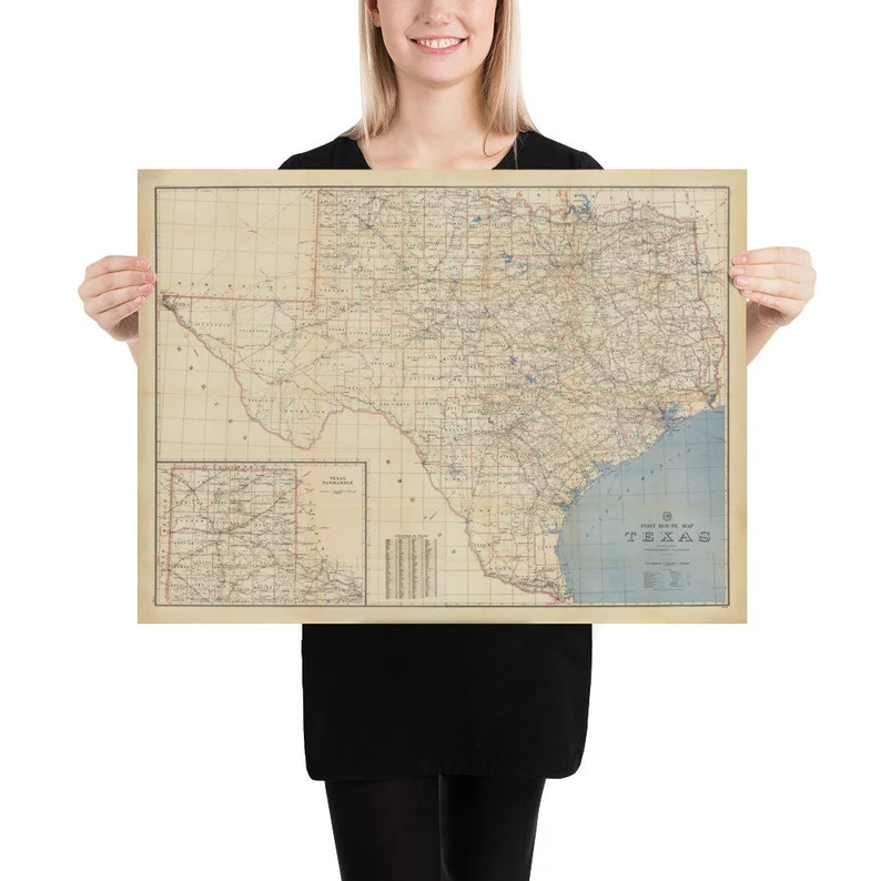 Old Texas Counties and State Postal Routes Map 1950 Vintage Lone Star State Atlas Poster - Etsy | Etsy (US)