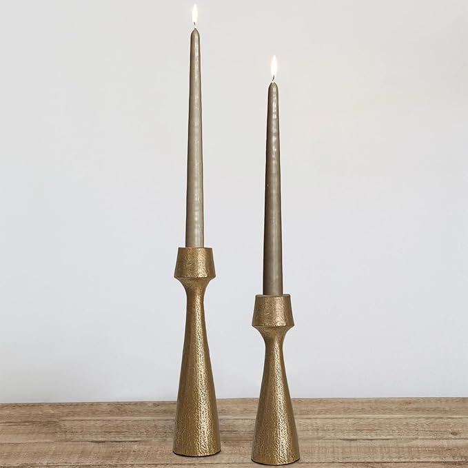 Antique Brass Iron Taper Candle Holder - Set of 2 Decorative Candle Stand, Metal Decorative Candl... | Amazon (US)