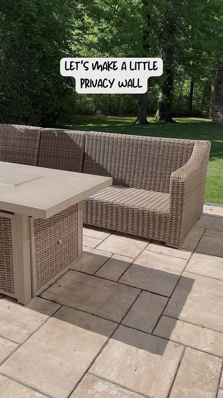 Set up our patio furniture this week and decided to add a little privacy wall behind it using faux outdoor trees Dane found on Amazon! Going to fill in these planters with either rocks or rubber mulch, still deciding. But so far very happy with how this turned out! We didn’t want to plant real trees here because we were afraid they would draw in the deer. Plus, we didn’t want the roots so close to the house and patio. The trees, planters, and our outdoor furniture is all linked!

#LTKSeasonal #LTKHome #LTKVideo