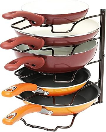 DecoBros Kitchen Counter and Cabinet Pan Organizer Shelf Rack, Bronze | Amazon (US)
