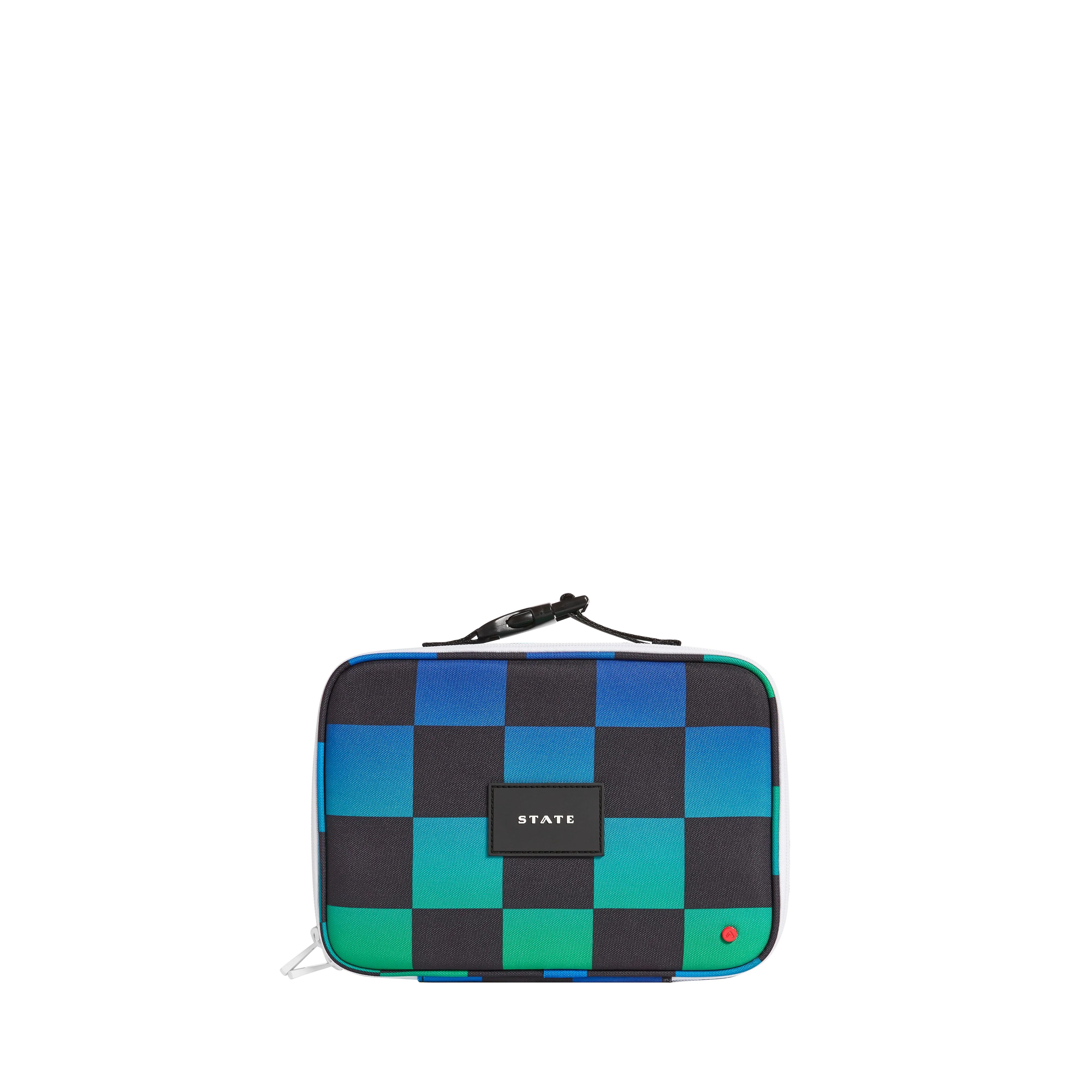 STATE Bags Rodgers Lunch Box Recycled Poly Canvas Blue Checkerboard | STATE Bags