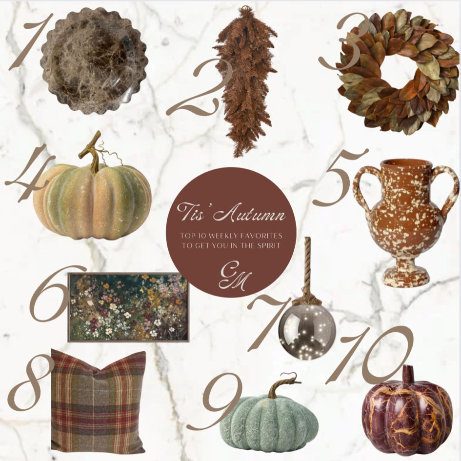 My weekly fall favorites. Enjoy! 🍁🍂🤎 chocolate brown marble tray, fall decor swags, fall wreath, Halloween wreath, target fall, target Halloween, McGee and co decor, McGee and co, studio McGee, fall vase, tv art, frame tv art for fall, pumpkin decor 

#LTKSeasonal #LTKHome