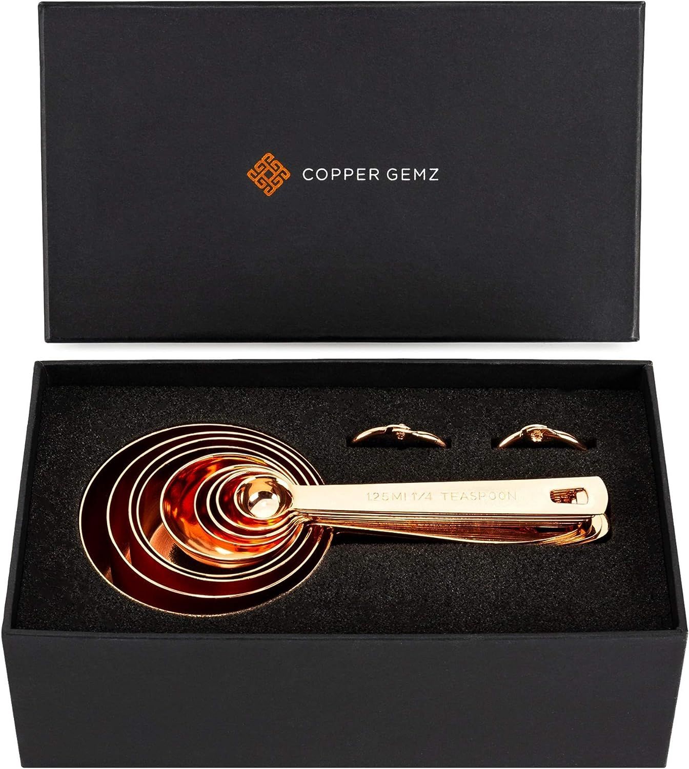 Copper-plated Measuring Cups and Spoons - Gift Set of 9: Classy Gift Packaging. Unique Copper Gif... | Amazon (US)