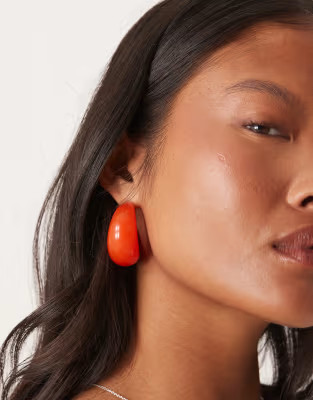 ASOS DESIGN chunky hoop earrings in burnt orange resin | ASOS | ASOS (Global)