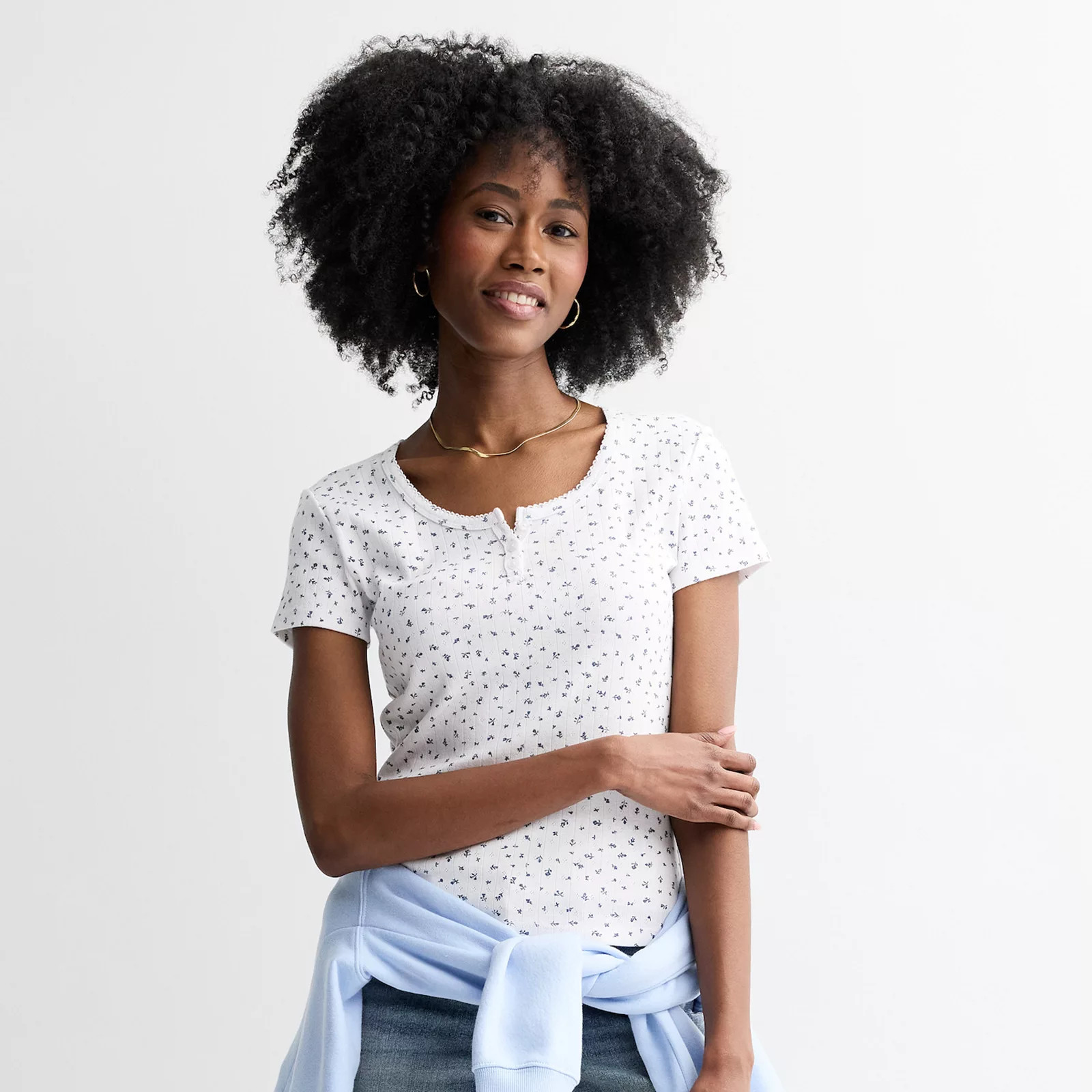 Juniors' Pink Republic Short Sleeve Henley Tee | Kohl's