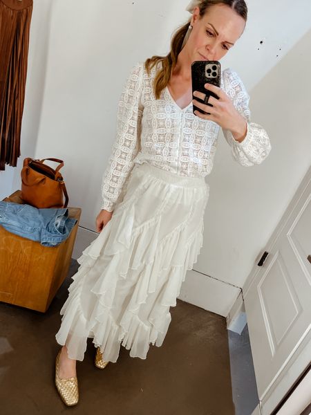 Ethereal white tiered skirt from Anthropologie. Wearing an XS. 

#LTKSeasonal