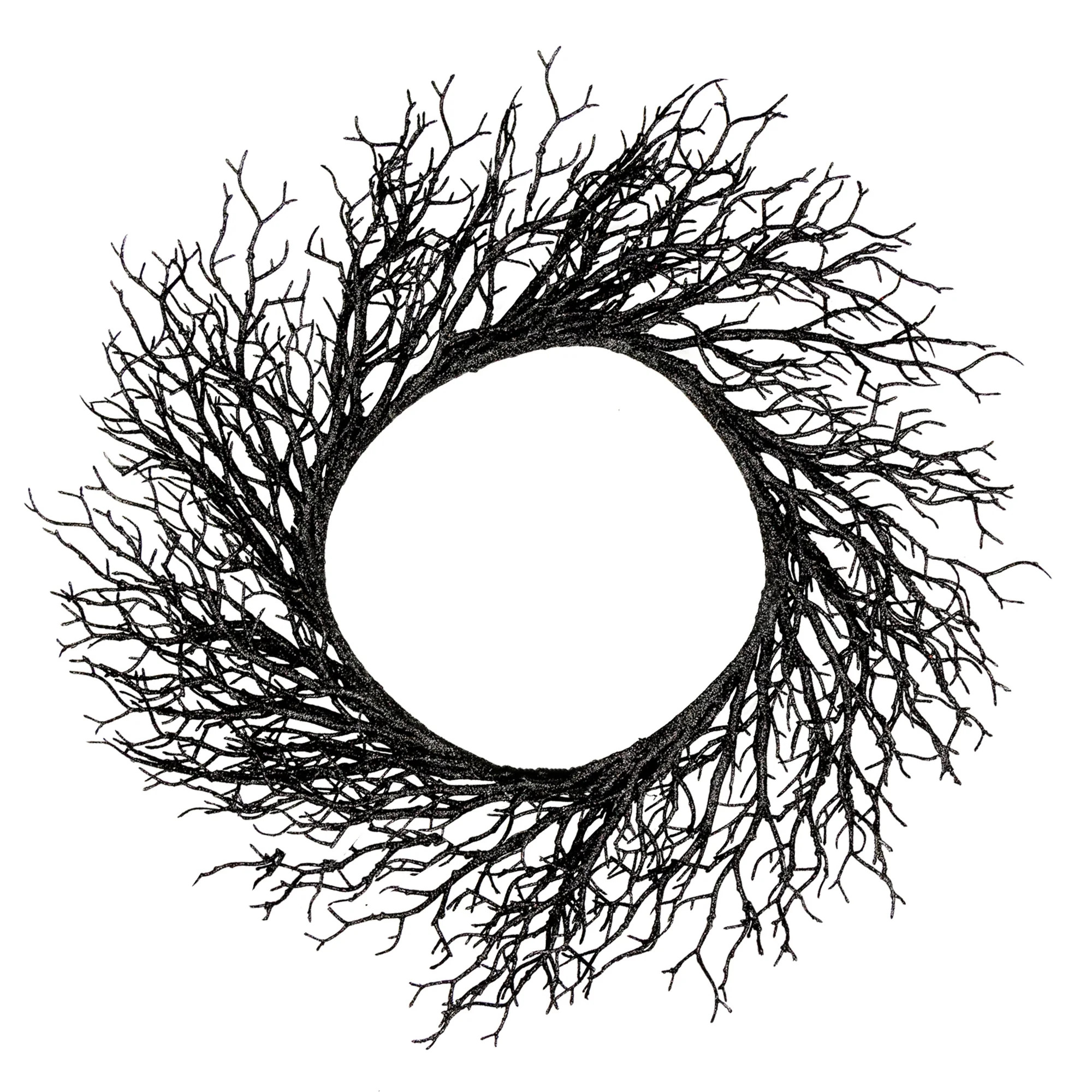 Northlight Black Twig Artificial Halloween Wreath, 24-Inch, Unlit | Walmart (US)