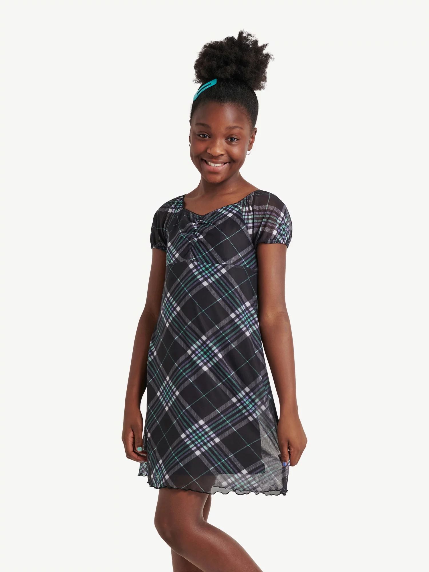 Justice Girls 90's Short Sleeve Knit Dress, Sizes XS-XLP | Walmart (US)