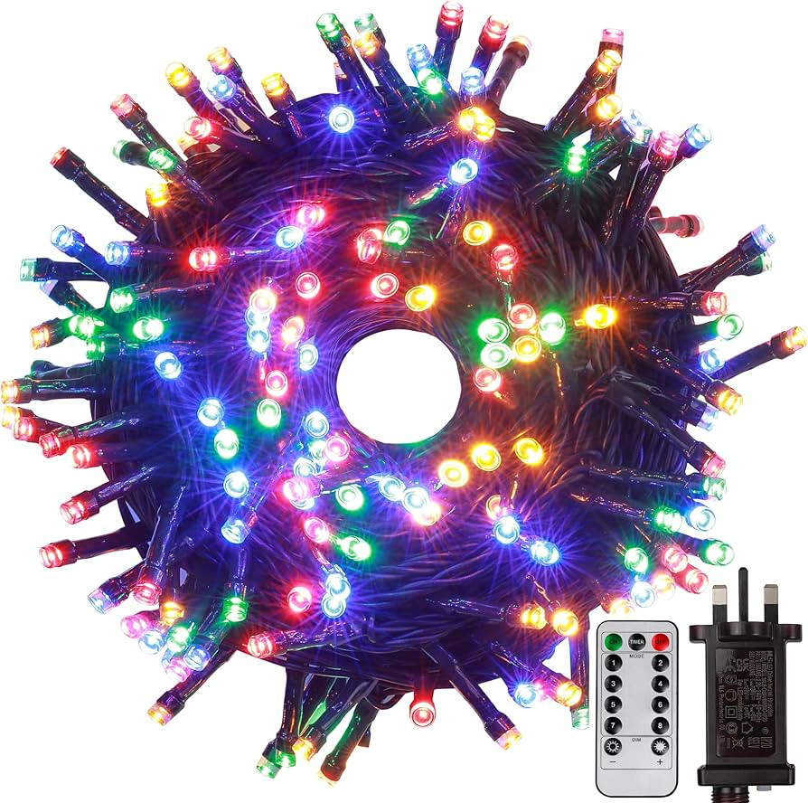 Tacobey Christmas Tree Lights Mains Powered - 66ft/20m 200 Led Fairy String Lights with Plug/Remo... | Amazon (UK)
