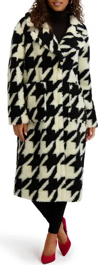Houndstooth Faux Shearling Coat | Nordstrom Rack