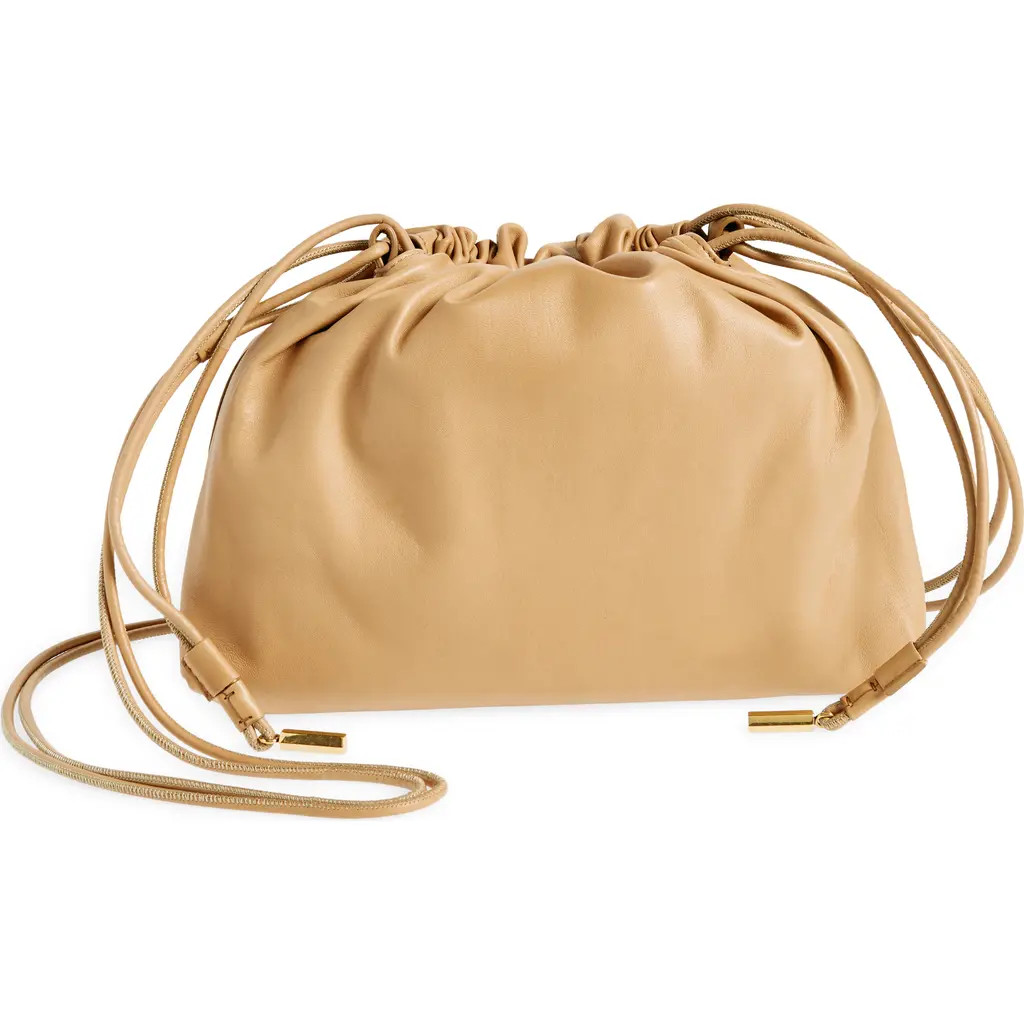 The Row Angy Leather Drawstring Shoulder Bag in Cream at Nordstrom | Nordstrom
