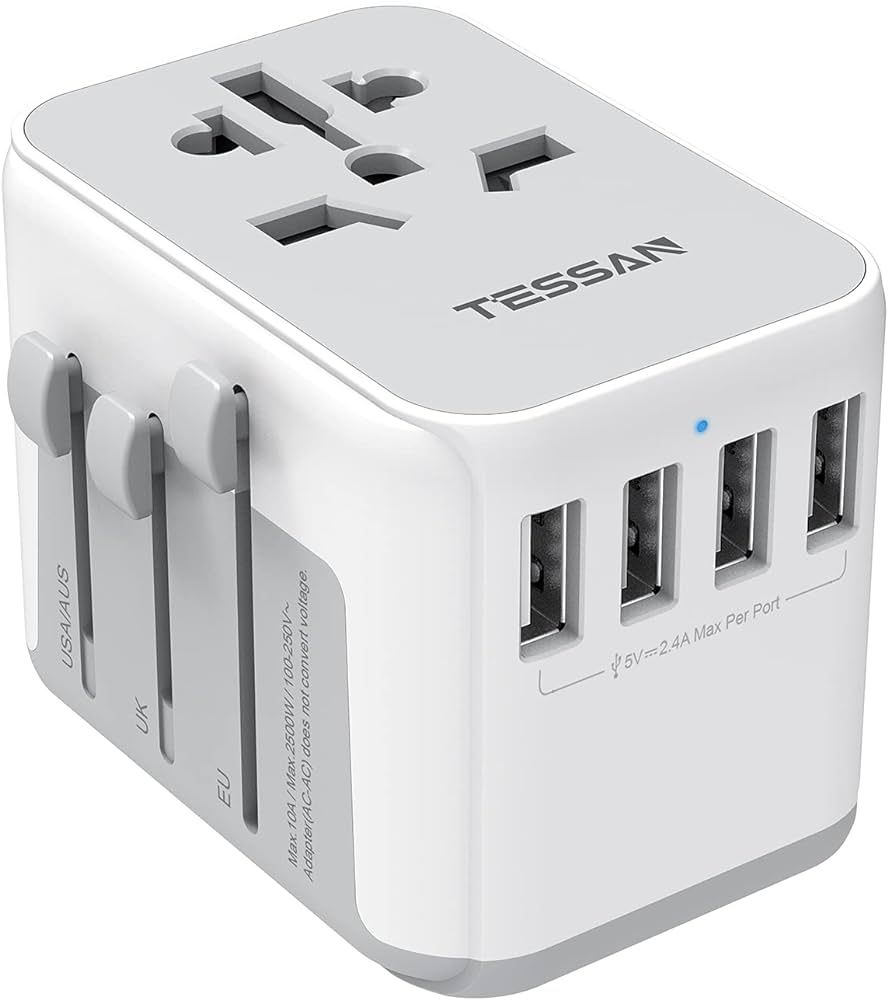 TESSAN Universal Power Adapter, International Plug Adapter with 4 USB Outlets, Travel Worldwide E... | Amazon (US)