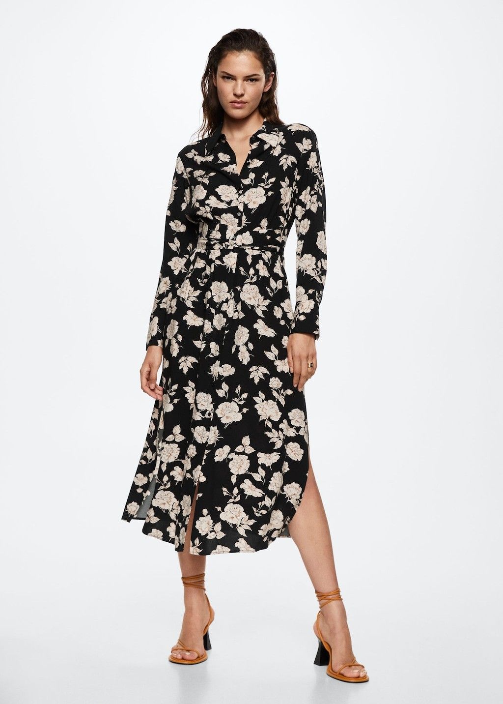 Printed shirt dress Black Dress Dresses Floral Dress Dresses Summer Dress Outfits Business Casual | MANGO (US)