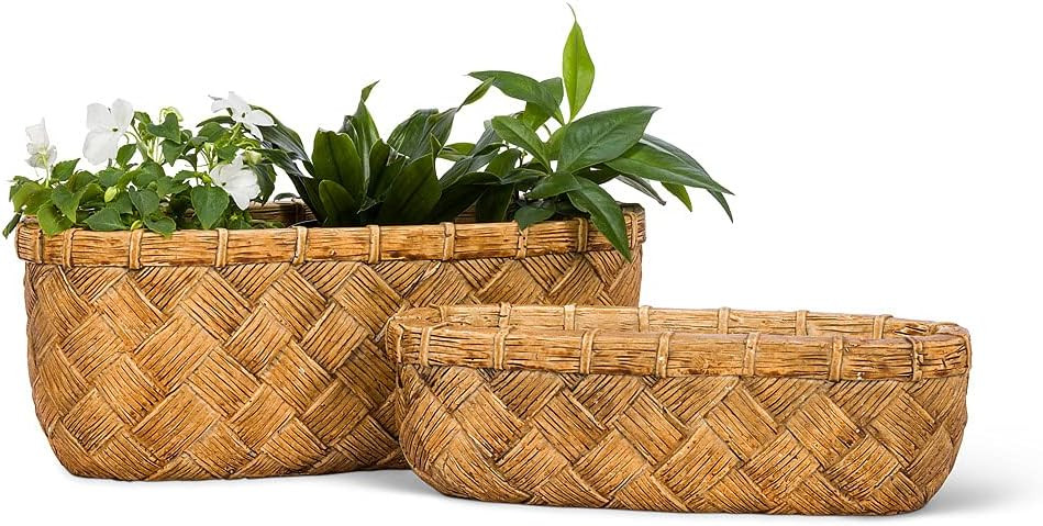 Abbott Collection Home Large Wide Weave Long Planter | Amazon (US)