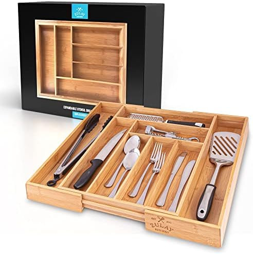 Utoplike Bamboo Expandable Kitchen Drawer Organizer, Adjustable Utensil Holder and Cutlery Tray O... | Amazon (US)