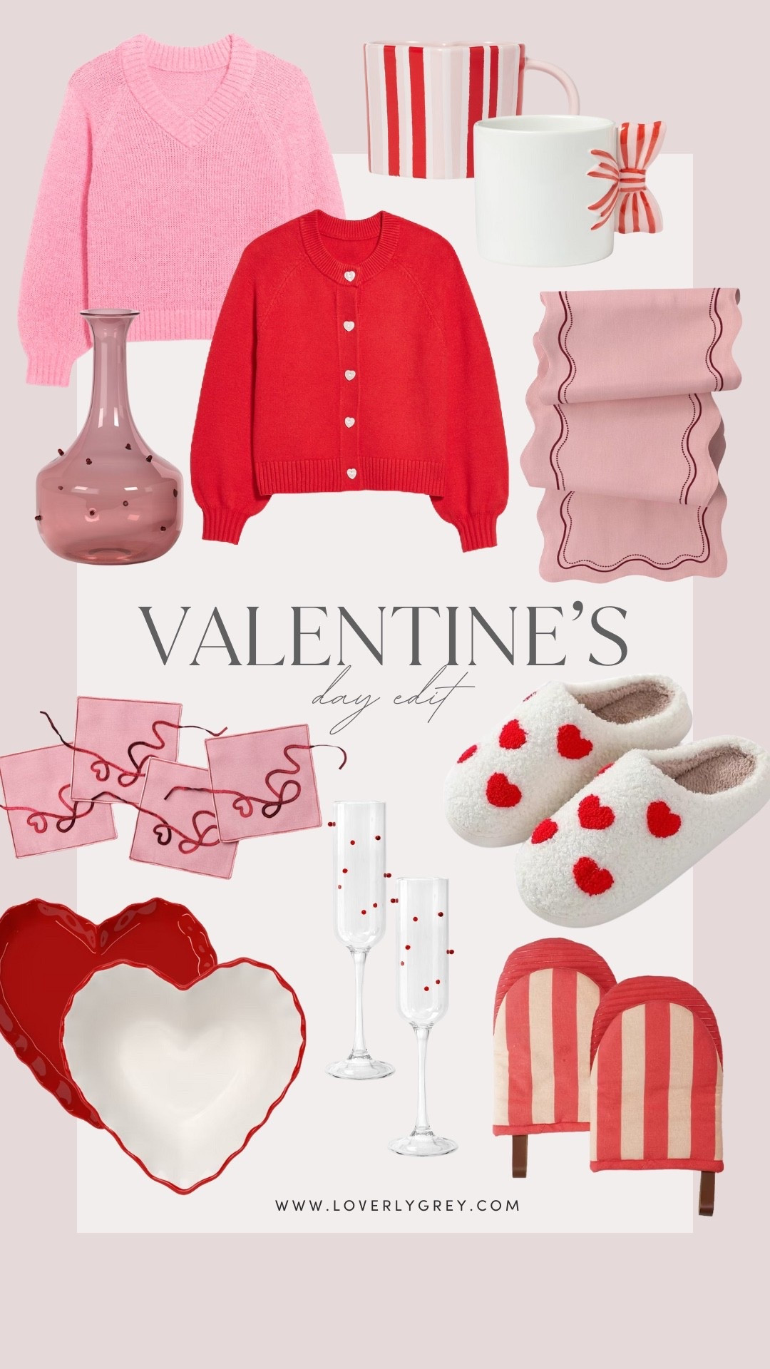 The Valentine’s Day edit! I am loving the red cardigan with heart shaped buttons, the cute slippers, and cloth napkins. The heart shaped plates and pink table runner would be perfect for hosting a Valentine’s Day party. 

#LTKFindsUnder100 #LTKSeasonal #LTKHome