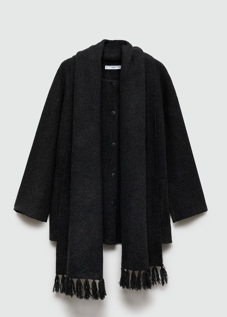 Detachable knitted scarf coat | MANGO (UK)