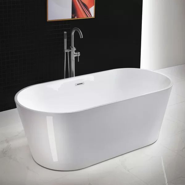B0013 -C-Drain &O 67" x 32" Freestanding Soaking Acrylic Bathtub | Wayfair North America