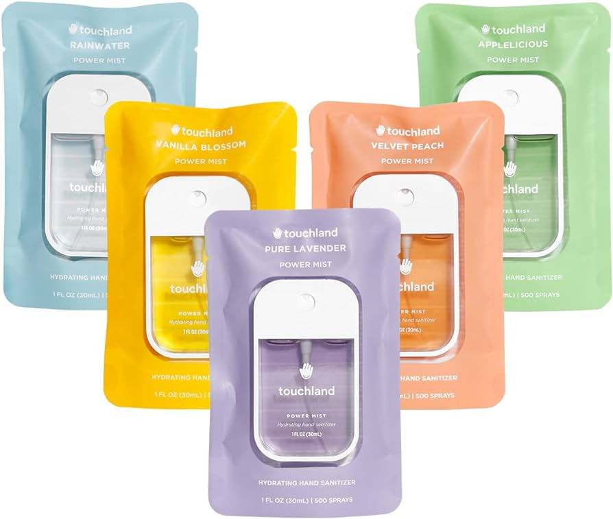 Touchland Power Mist Hydrating Hand Sanitizer BLOSSOM 5-PACK | Lavender, Vanilla, Rainwater, Peach,  | Amazon (US)
