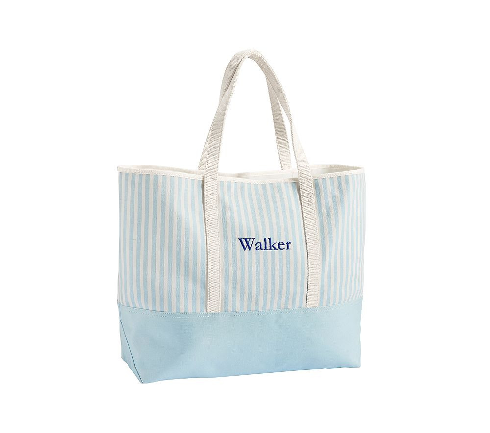 Chambray Ticking Stripe Family Tote | Pottery Barn Kids