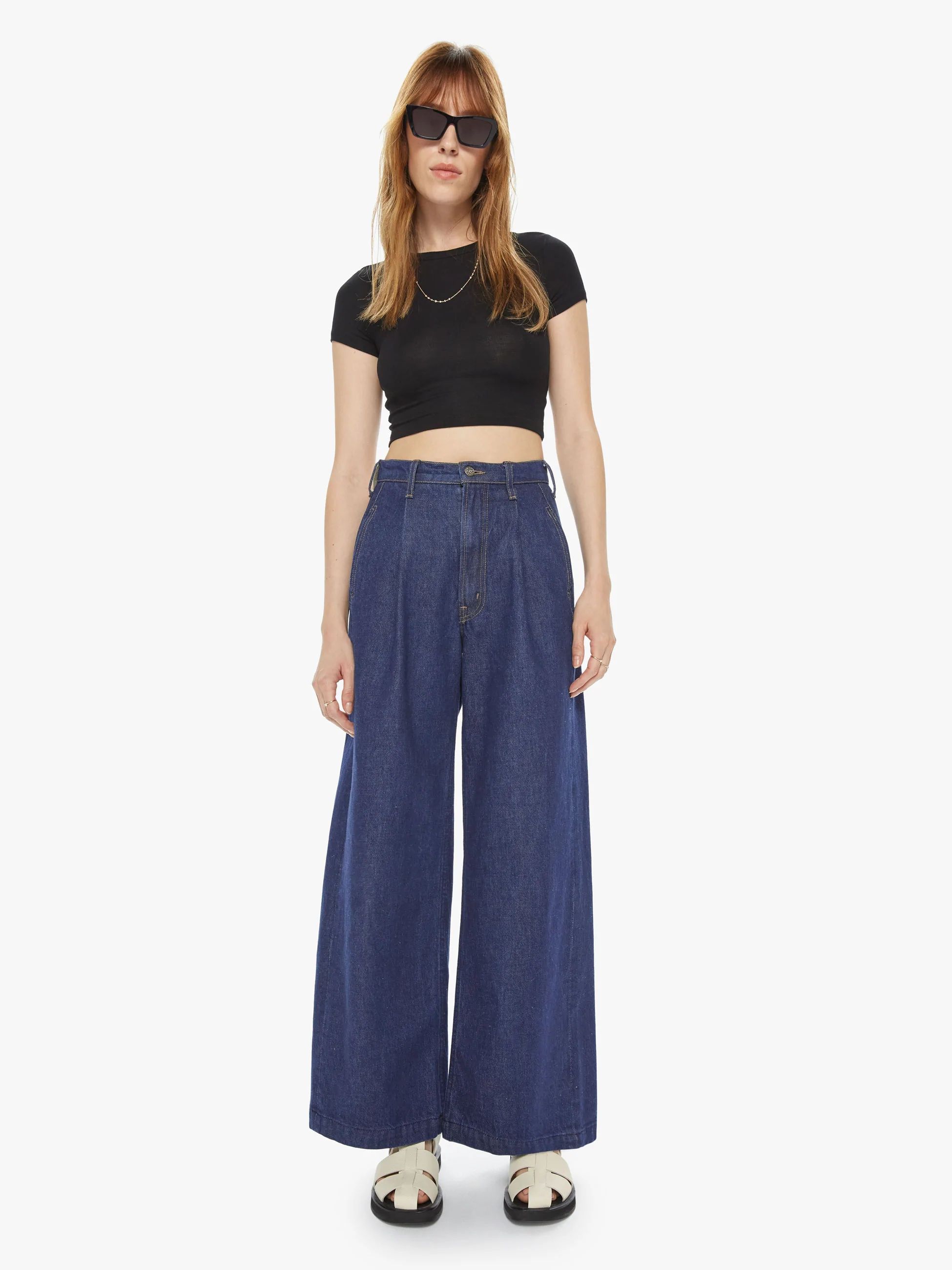HIGH WAISTED PLEATED PUSH POP NERDY - COLD BREW | Mother Denim