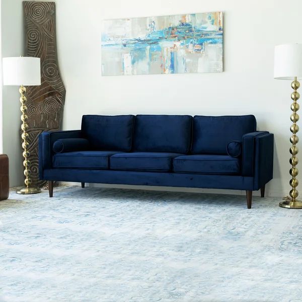 Lindel 88" Velvet Square Arm Sofa with Reversible Cushions | Wayfair North America