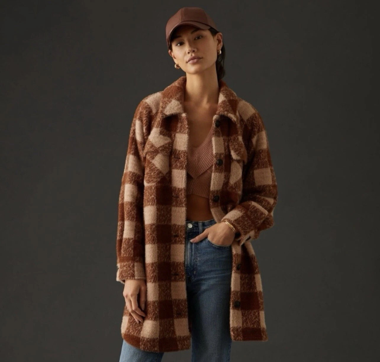 Greylin by Anthropologie eyelash longline plaid shacket, size L, NWOT  | eBay | eBay US