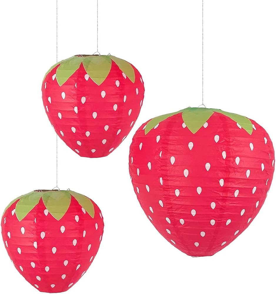 3Pcs Large Size Strawberry Party Decorations Fruit Themed Party Decor Strawberry Birthday Decorat... | Amazon (US)