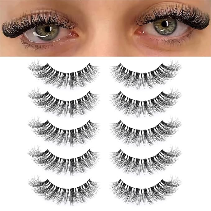 KSYOO False Eyelashes Cat Eye Lashes Wispy Lashes Clear Band V1 Russian Strip Lashes That Look Li... | Amazon (US)