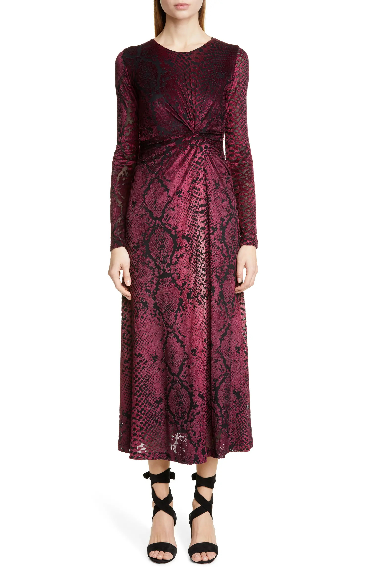 Snake Print Long Sleeve Midi Dress | Nordstrom