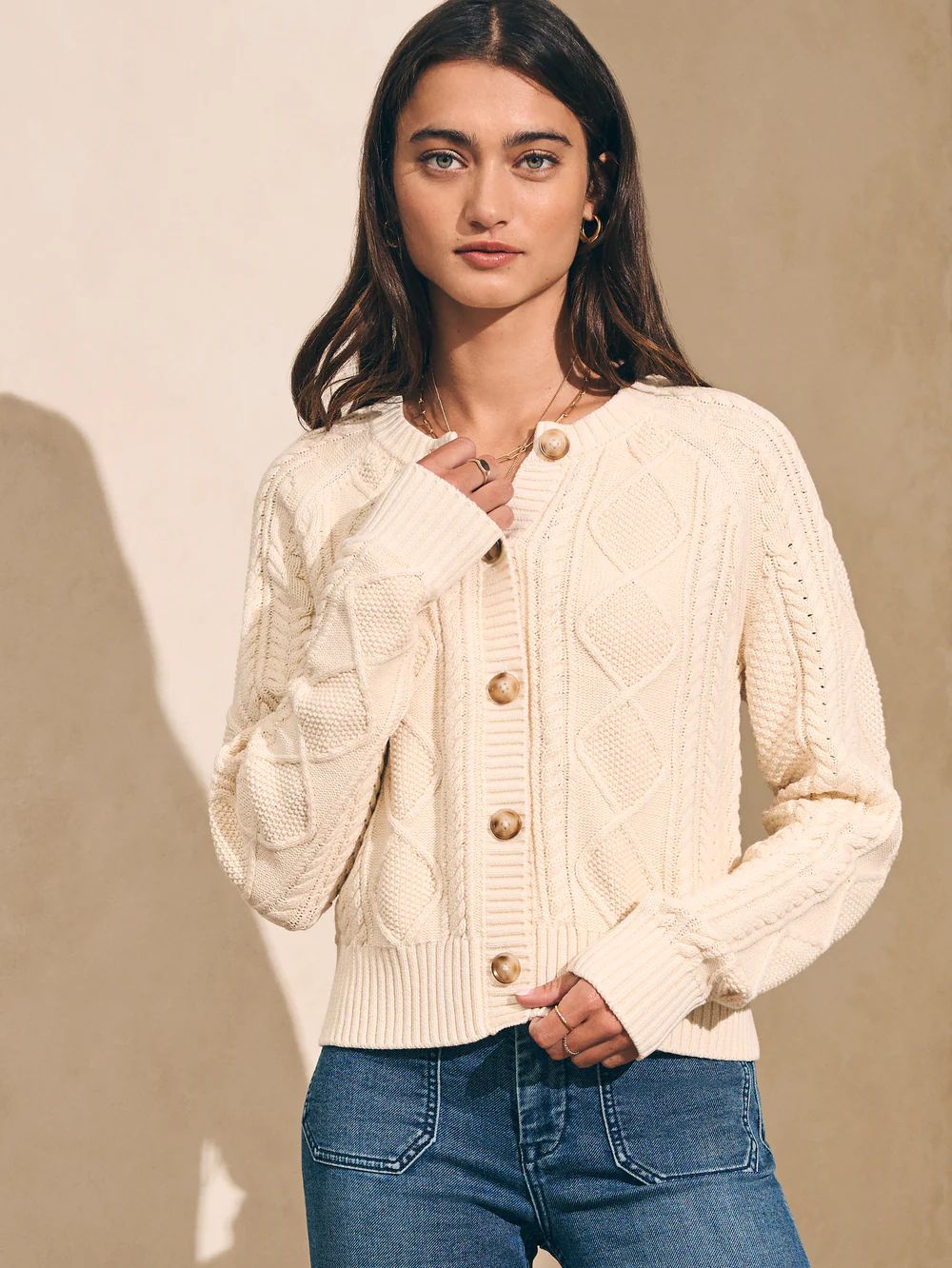 Sunwashed Cable Cardigan | Faherty