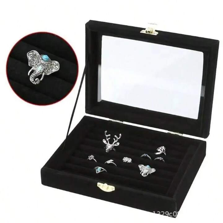 Velvet Rrings Box Jewelry Display Casket Storage Organizer Ring Earrings Box Case Jewelry Box | SHEIN