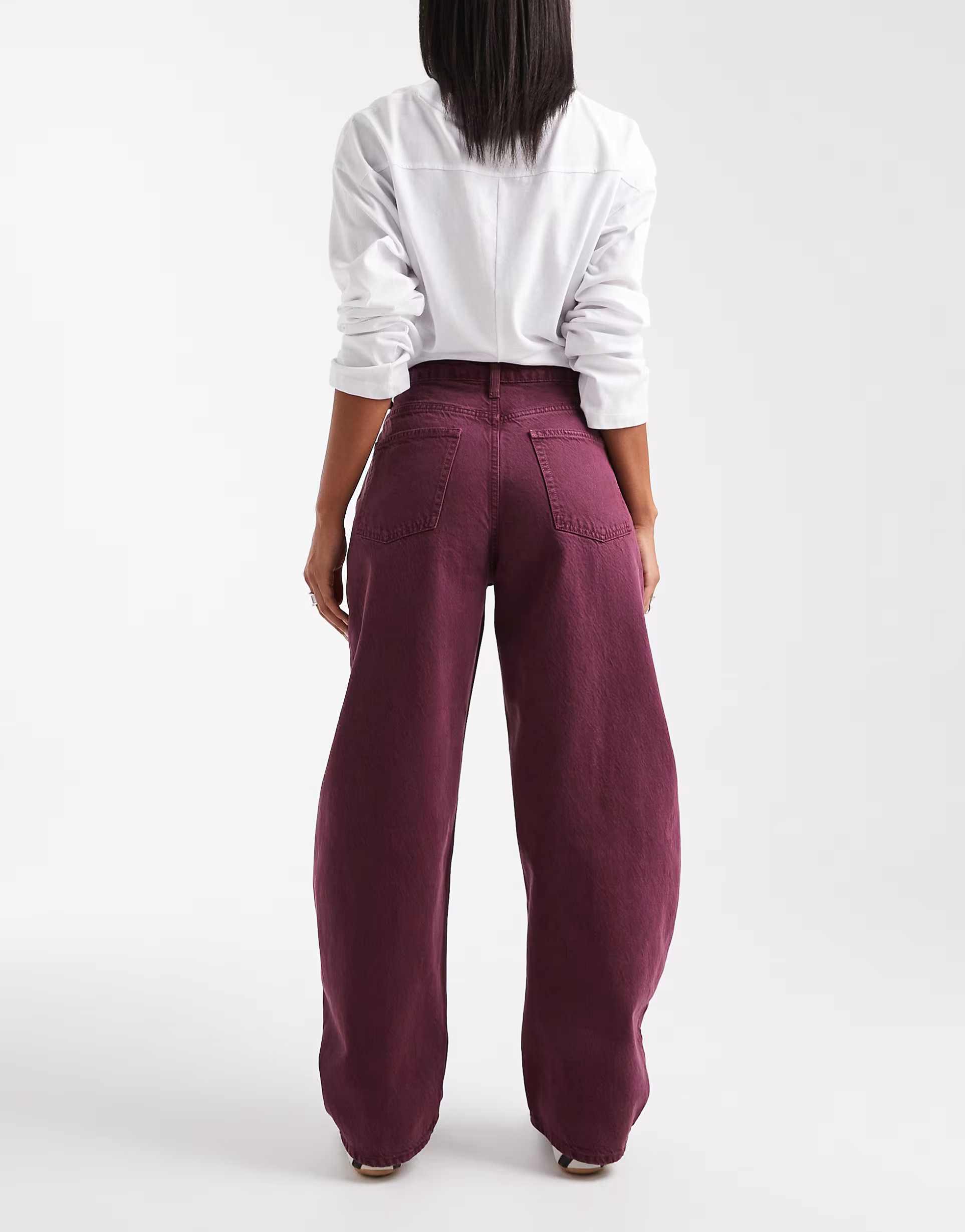 ASOS DESIGN high waist barrel jeans in burgundy | ASOS | ASOS (Global)
