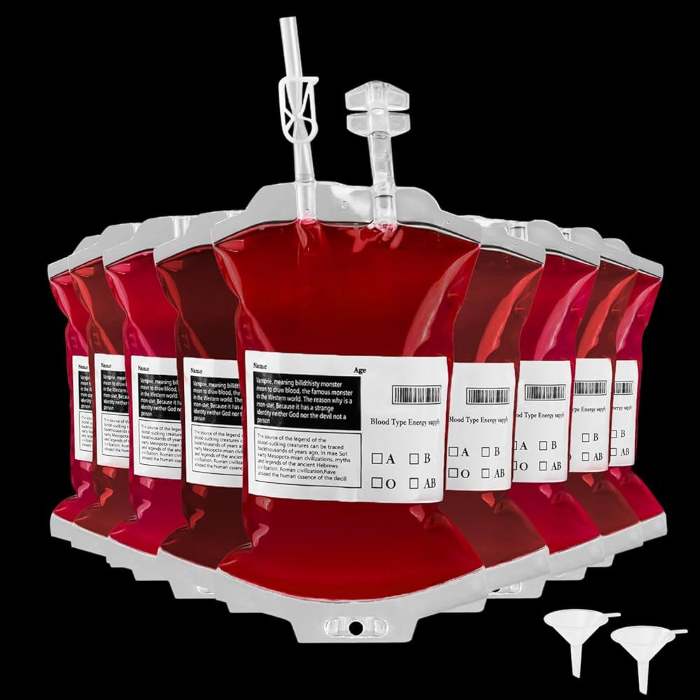 50 Pack Reusable Blood Bags for Drinks, Halloween Party Decorations, Vampire IV Drink Pouches for... | Amazon (US)